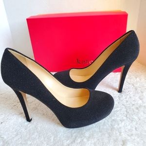 Kate Spade Lori Black Sugar Suede Heeled Pump